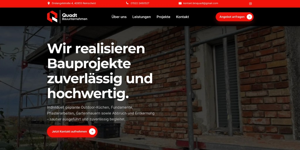 Screenshot von Quadt Bauunternehmen
